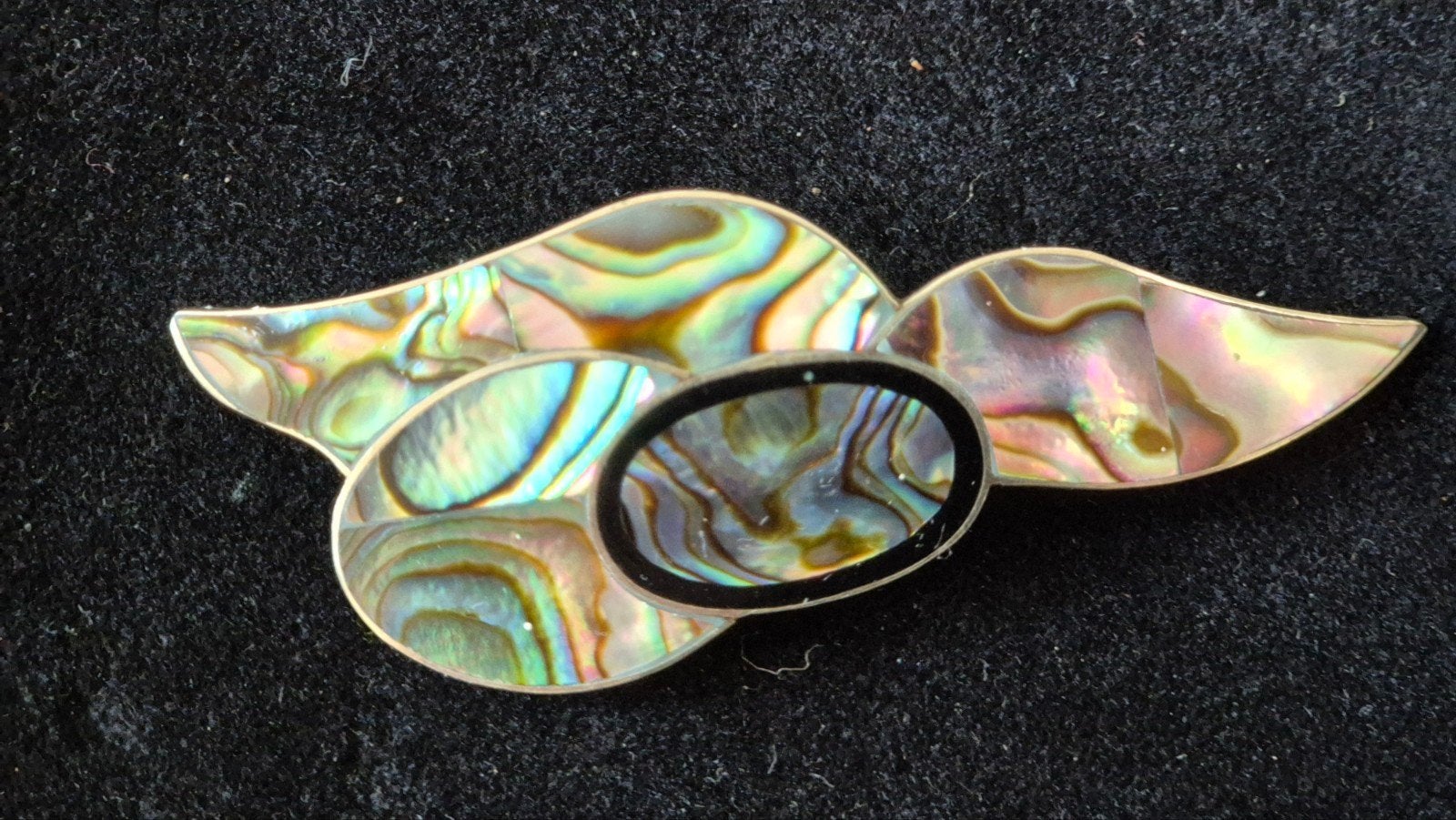 Mexicaanse Broche met Abalone Parelmoer, Ophalen of Verzenden, 4 tot 7 cm, Overige kleuren, Overige materialen