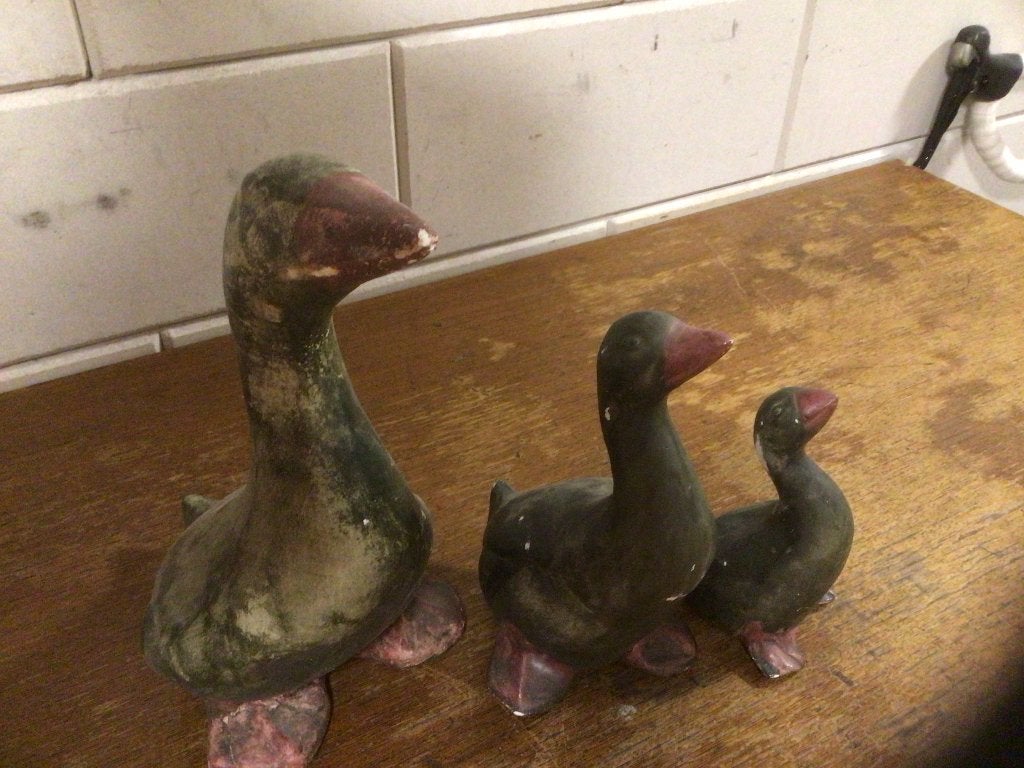 3 x gipsen beeldjes van ganzen, Verzamelen, Ophalen of Verzenden, Zo goed als nieuw, Dier