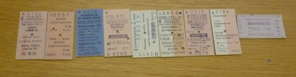 Wat oudere treinkaartjes, 9 stuks., Ophalen of Verzenden, Gebruikt, Trein, Overige typen