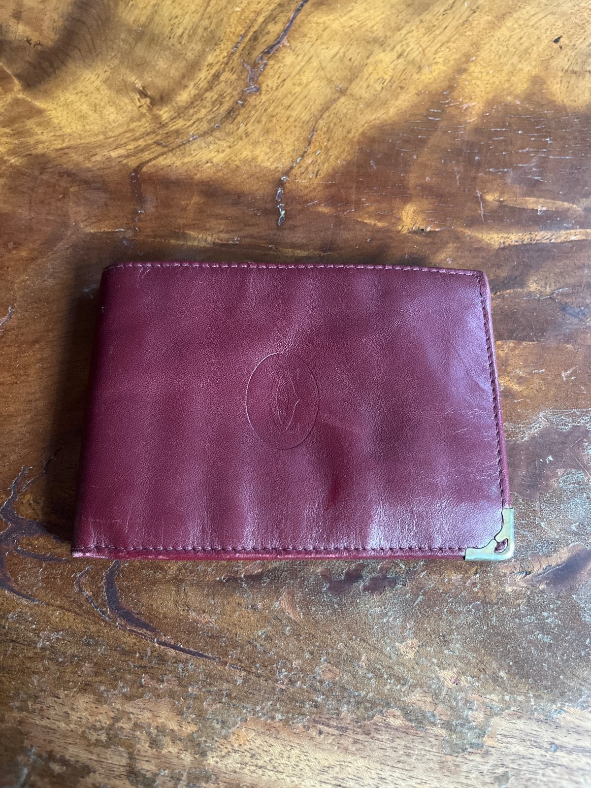 Cartier portemonnee bordeauxrood leer, Overige merken, Gebruikt, Ophalen of Verzenden, Leer