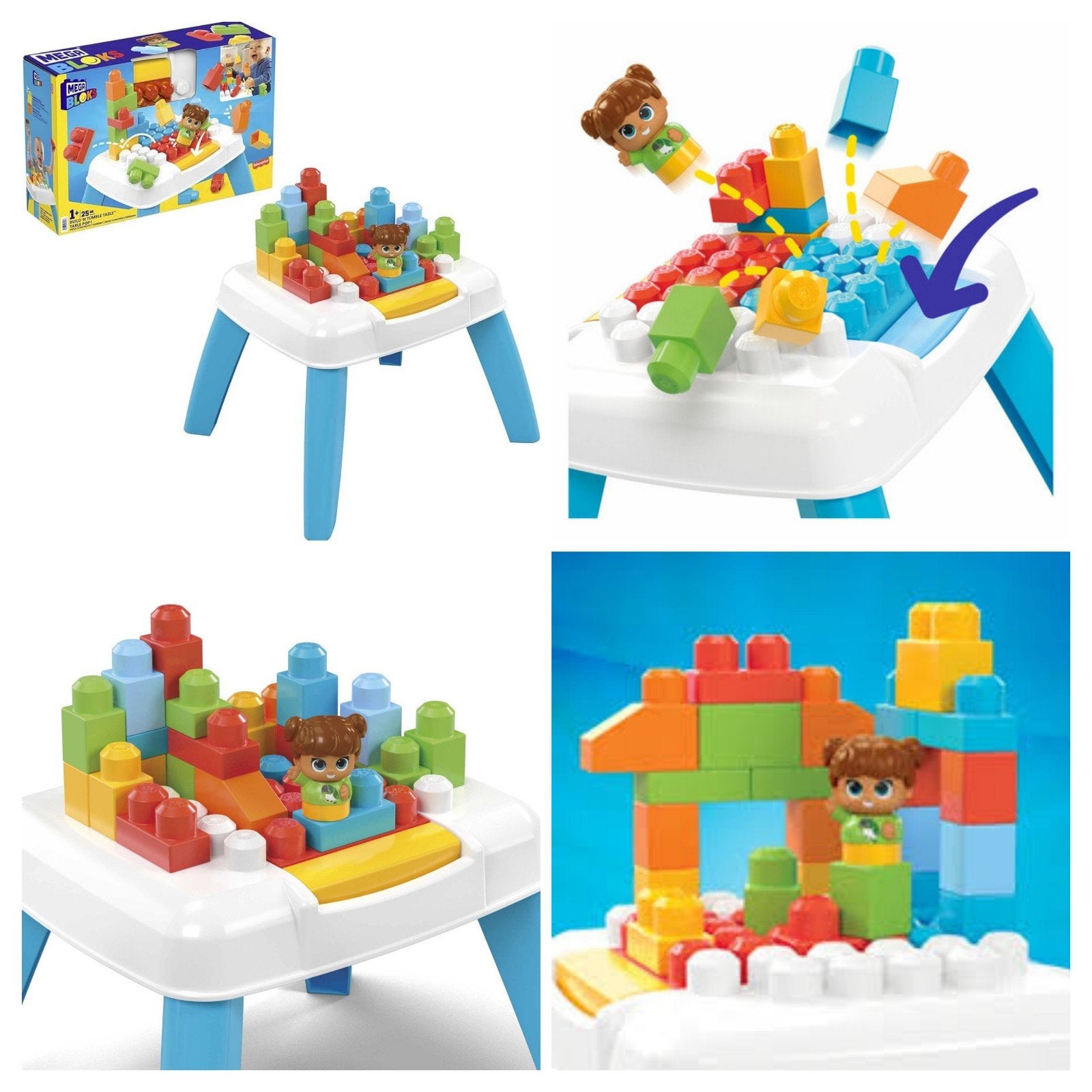 Mega bloks tafel blauw en wit inclusief stenen nieuw doos, Kinderen en Baby's, Speelgoed | Bouwstenen, Ophalen of Verzenden, Nieuw