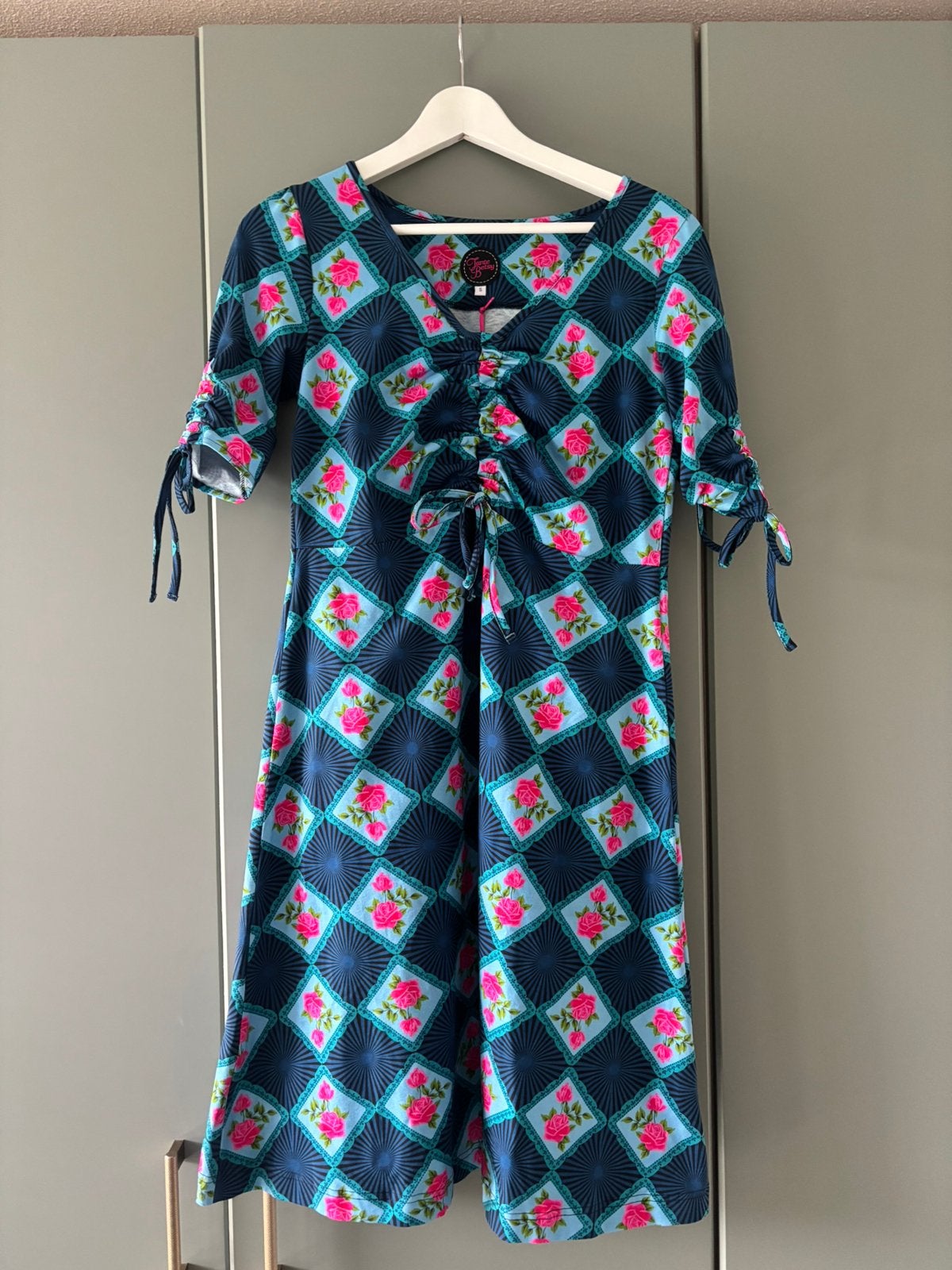 Tante betsy jurk, Maat 38/40 (M), Blauw, Ophalen of Verzenden, Zo goed als nieuw