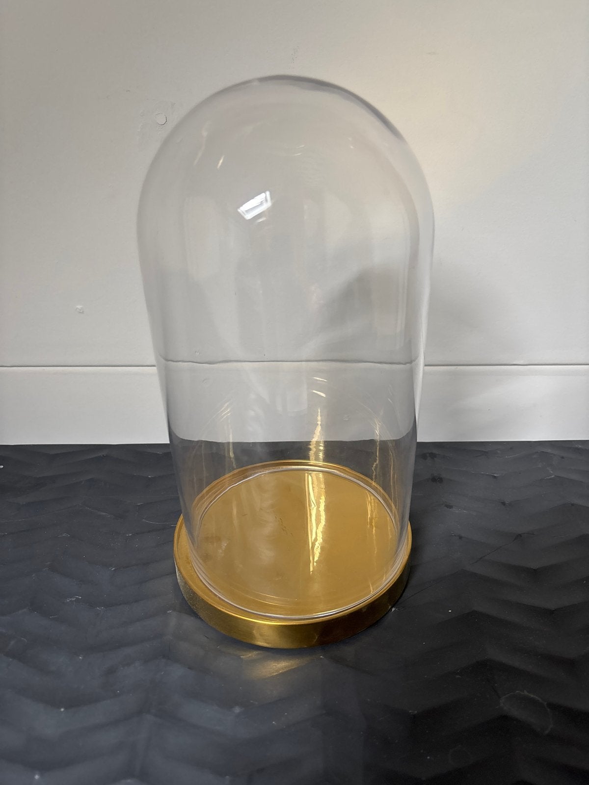 Glazen stolp met gouden voet - Decoratief, Ophalen, Zo goed als nieuw, Goud, Glas