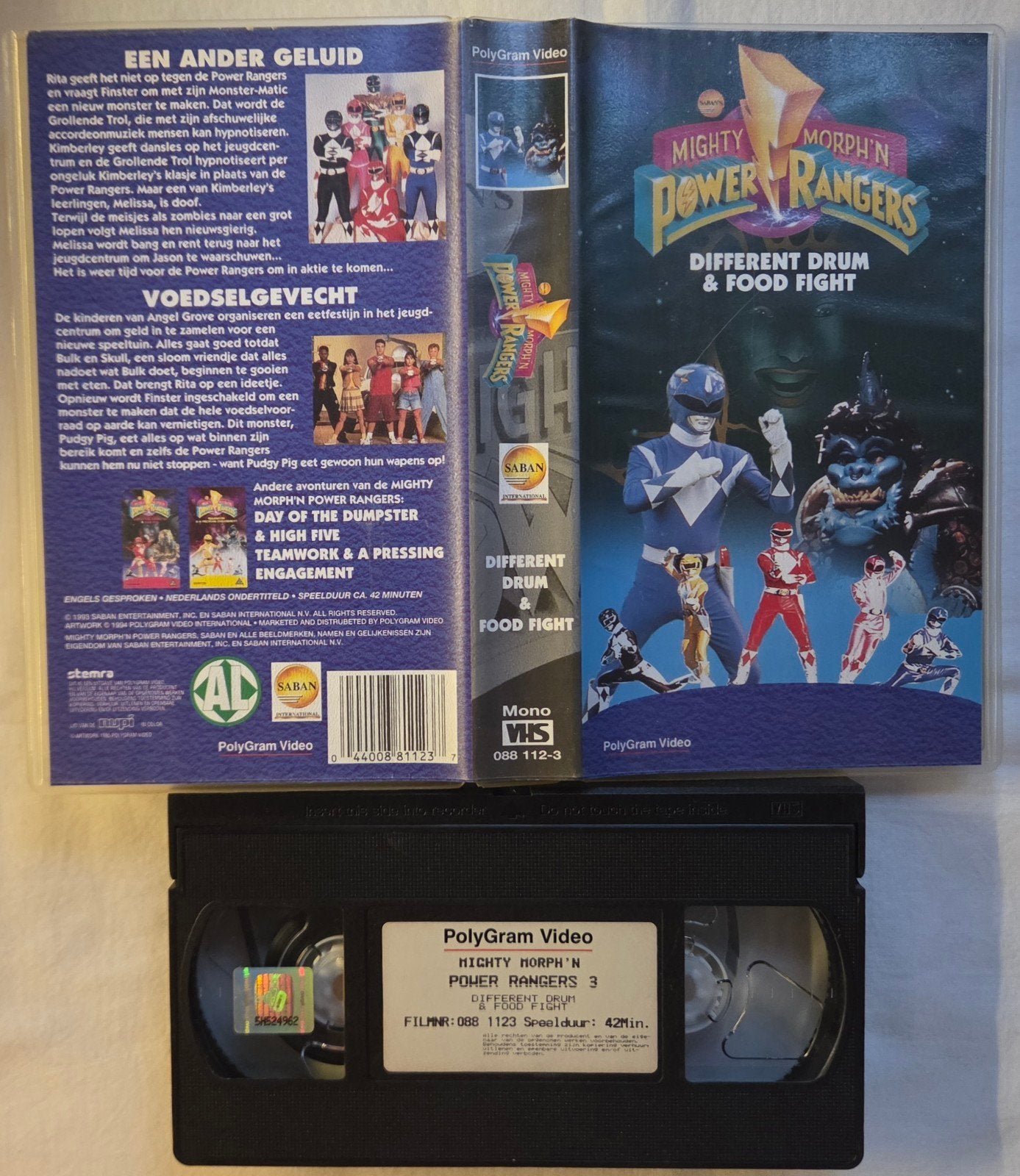 Mighty Morphin Power Rangers Different Drum VHS Kinderen, Cd's en Dvd's, Alle leeftijden, Ophalen of Verzenden, Gebruikt