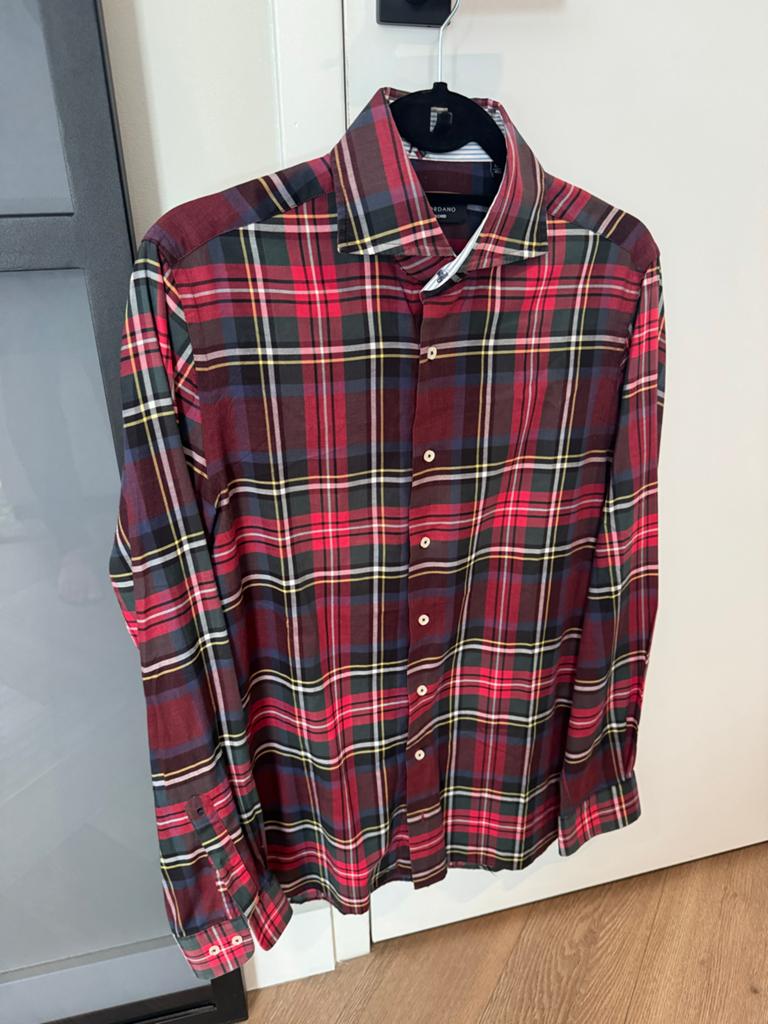 Giordano Tailored overhemd, Kleding | Heren, Overhemden, Ophalen of Verzenden, Zo goed als nieuw, Rood, Halswijdte 39/40 (M)