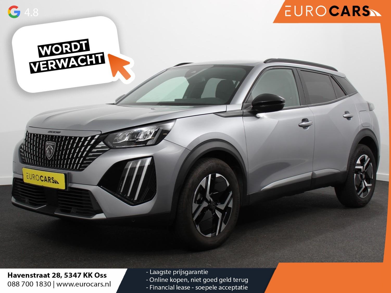 Peugeot 2008 1.2 Hybrid 145 pk Automaat Allure Navigatie App, 1272 kg, Leder en Stof, Bedrijf, Hybride Elektrisch/Benzine