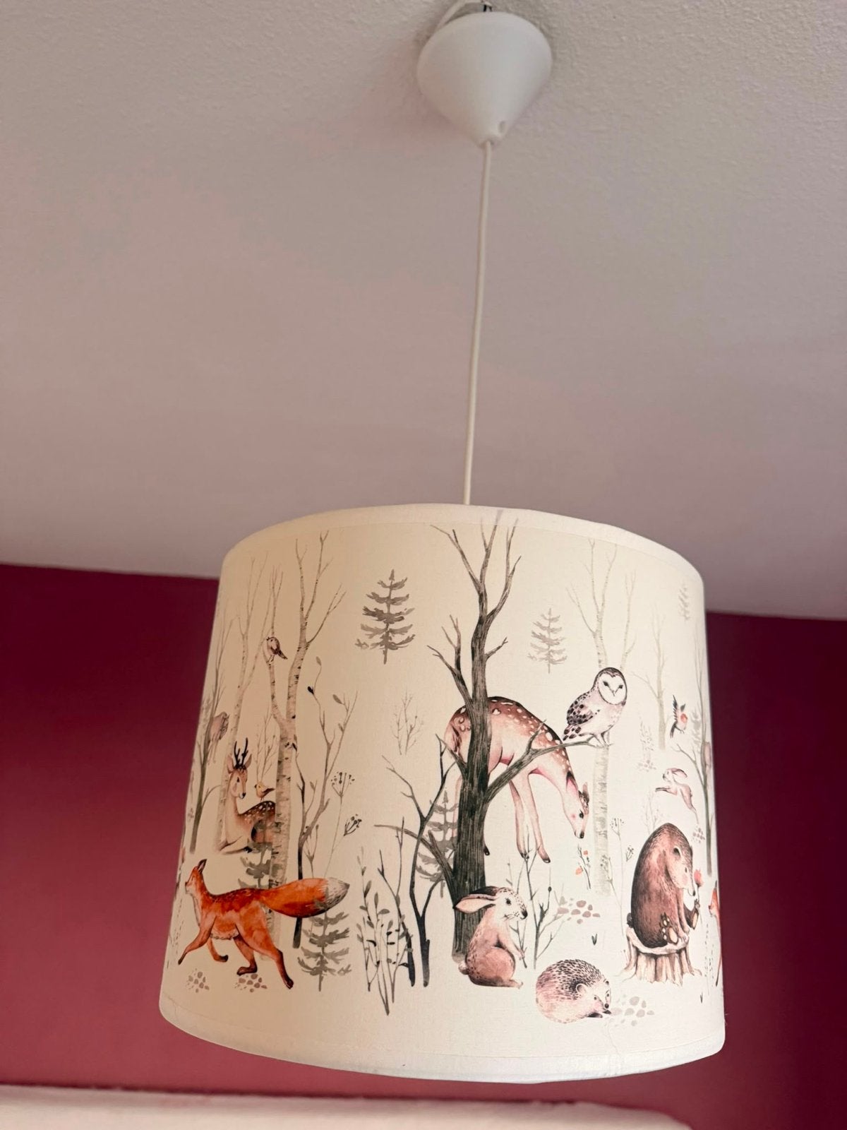 Super leuke kinderkamer lamp met bosdieren print, Huis en Inrichting, Ophalen, Overige merken, Meerkleurig, Textiel