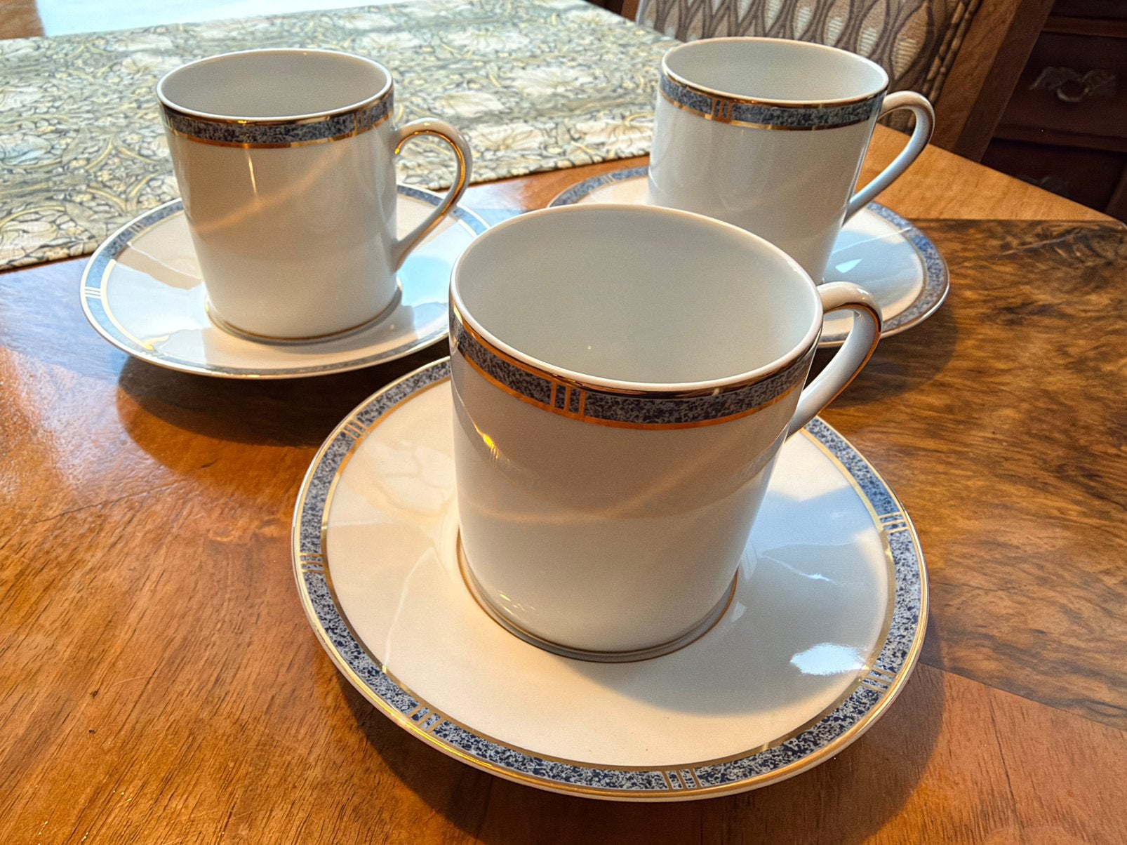 Prachtige set van 3 Bernardaud kop en schotels Antinea Bleu, Antiek en Kunst, Ophalen of Verzenden