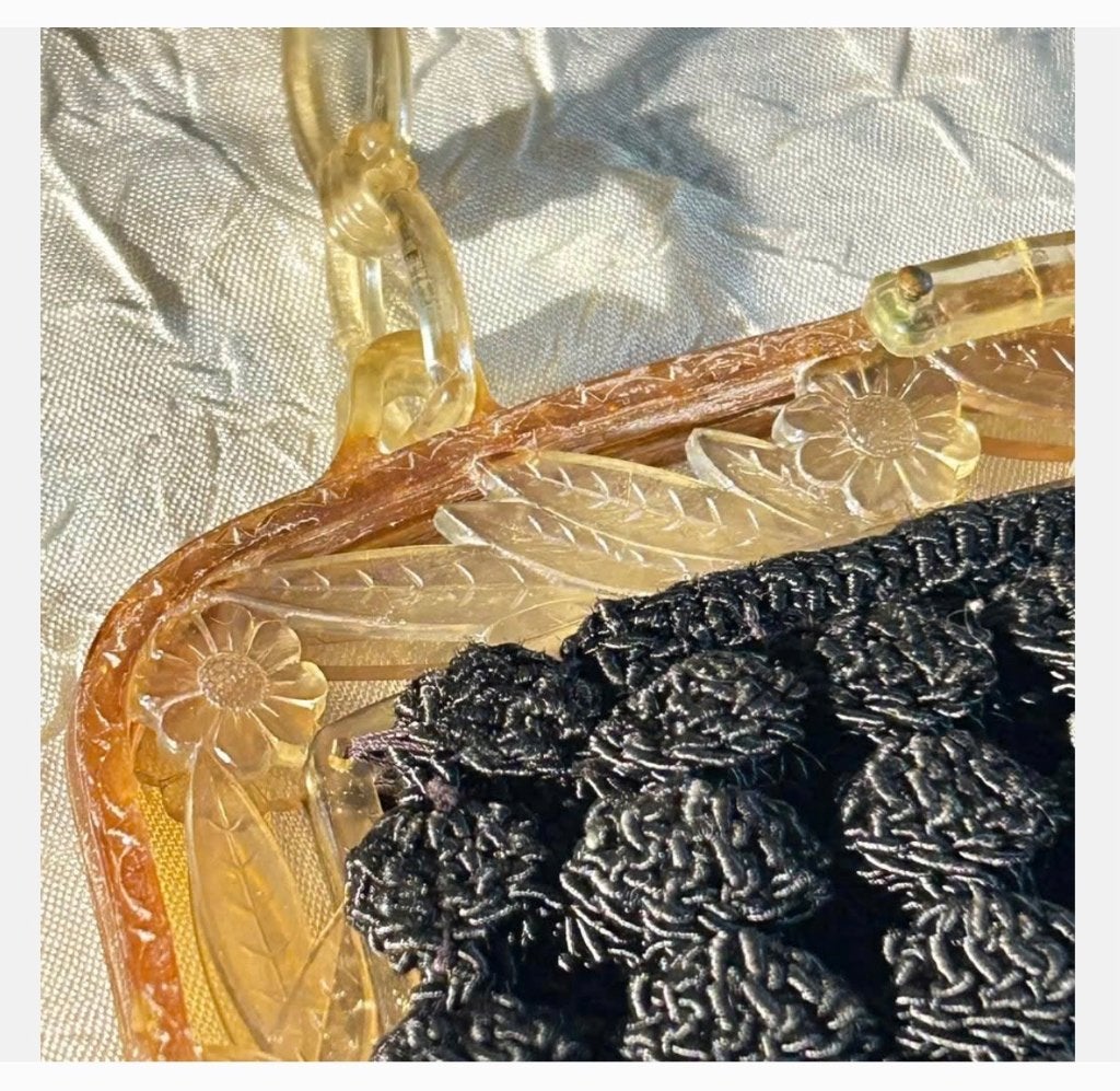 Oud antiek tasje bijzonder celluloid sluiting zie foto’s, Ophalen of Verzenden