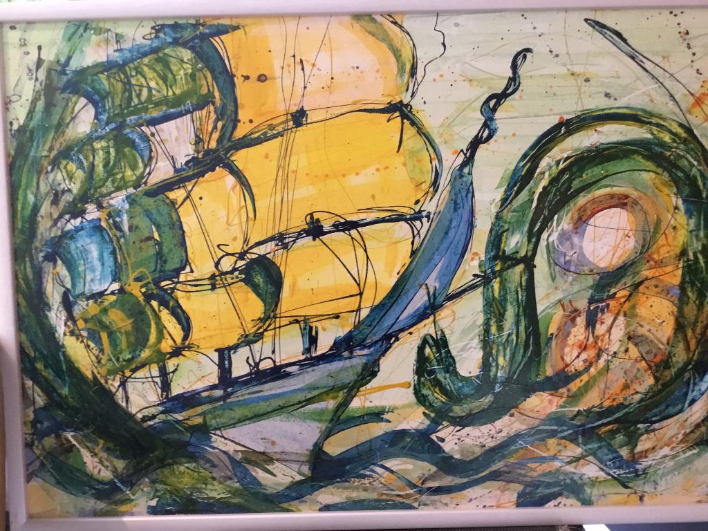 F.H.P. Van Tol -Abstract zeilschip, Antiek en Kunst, Kunst | Schilderijen | Klassiek, Ophalen