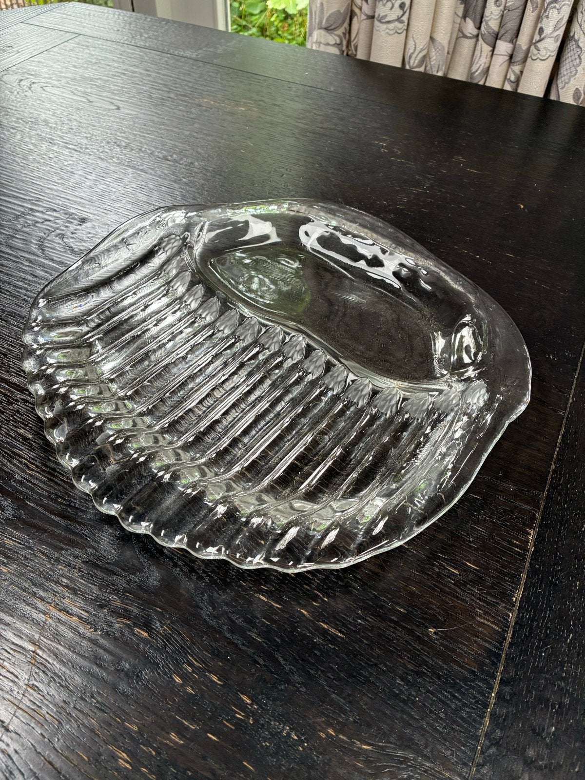 Glazen aspergeschaal, Huis en Inrichting, Gebruikt, Ophalen of Verzenden, Overige stijlen, Glas