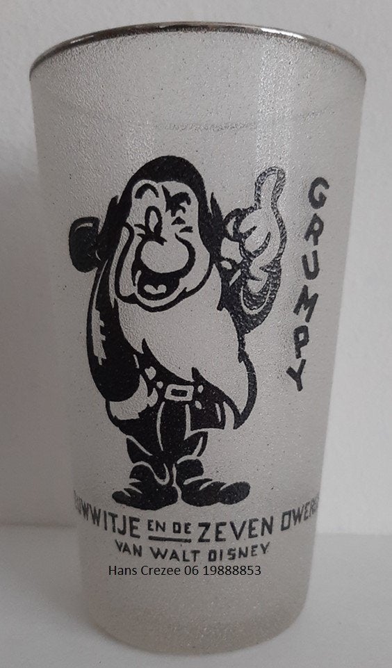 zoek oud Disney Sneeuwwitje en de 7 dwergen glas glazen 1940, Ophalen of Verzenden