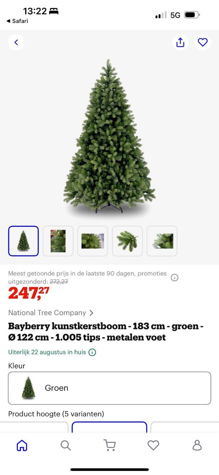 Kerstboom Bijenkorf Bayberry, Diversen, Kerst, Ophalen, Zo goed als nieuw
