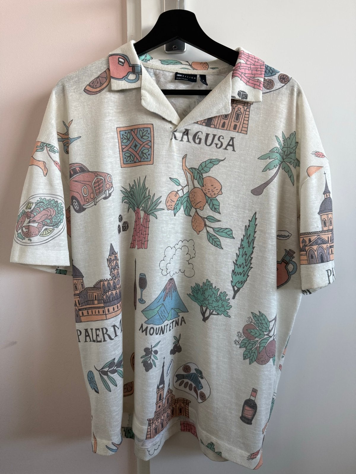 ASOS DESIGN Oversized Hawaii overhemd met print - Maat M, Ophalen of Verzenden, Zo goed als nieuw, Maat 48/50 (M), Meerkleurig