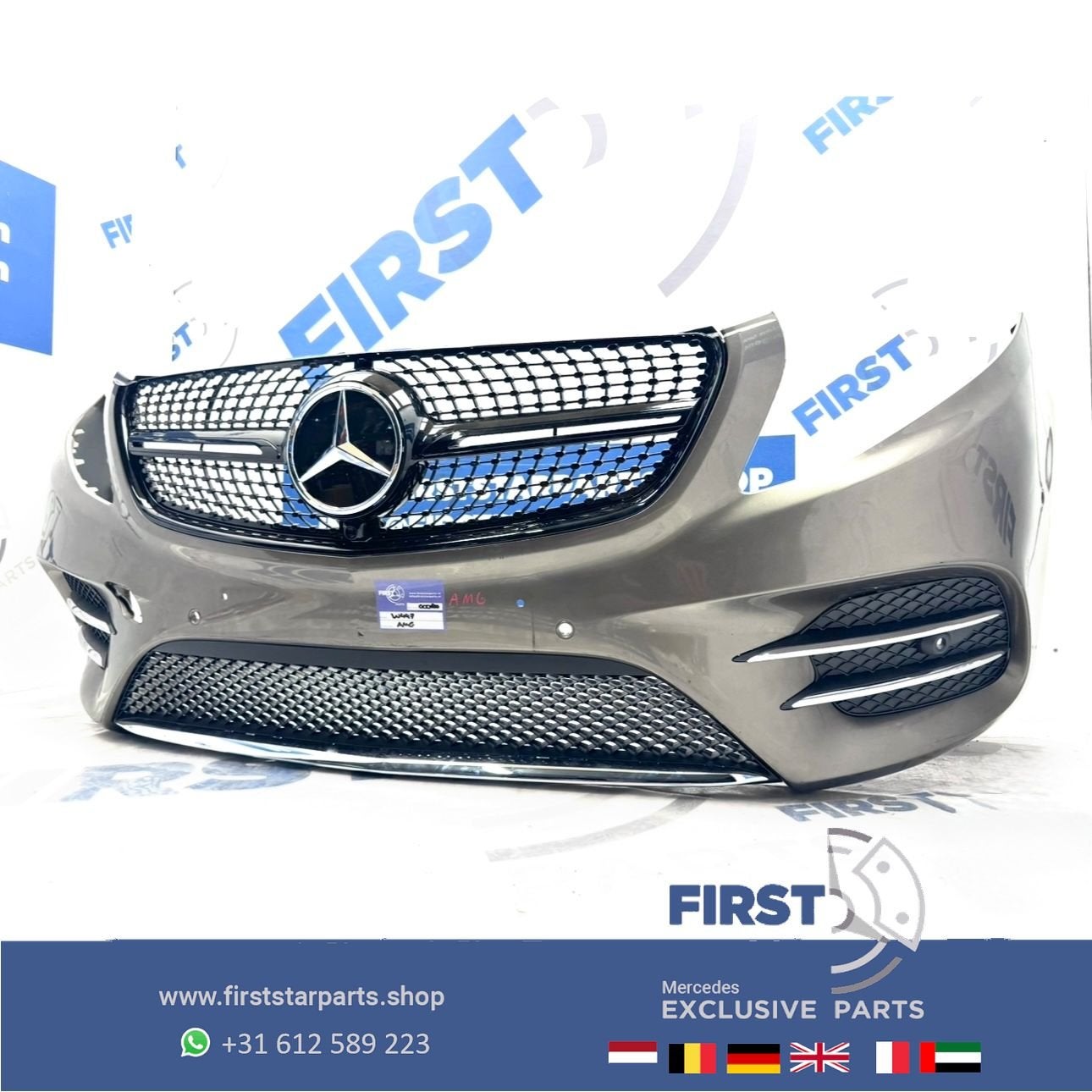 W447 VOORBUMPER A4478856000 V KLASSE BUMPER + DIAMOND GRIL Z, Gebruikt, -, Voor, Ophalen of Verzenden