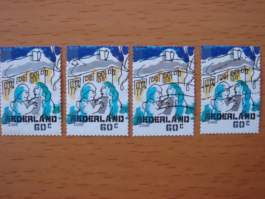 Decemberzegels 2000 - 4x  NVPH 1944 Gestempeld, Ophalen of Verzenden, Na 1940, Gestempeld