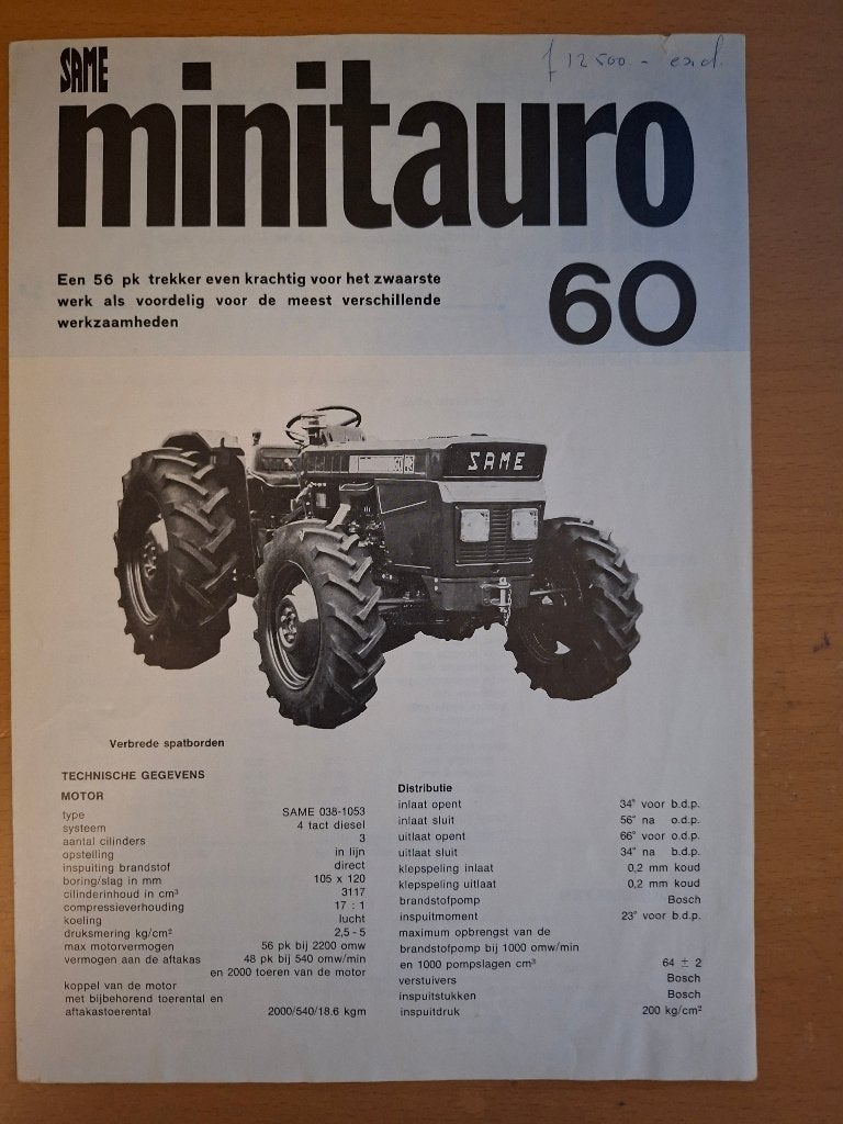 Folder Same Minitauro 60 Nederlandstalig, Boeken, Ophalen of Verzenden, Gelezen, Tractor en Landbouw