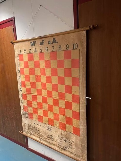 Oude wiskunde schoolplaat - M² of c.A, Antiek en Kunst, Ophalen of Verzenden, Overige thema's