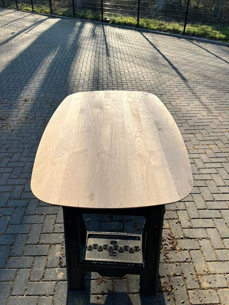 Deens ovaal eettafel 160x100x3 verjongd eiken rustiek, Ophalen, Deens ovale tafel eiken rustiek verjongd, Eikenhout, Nieuw
