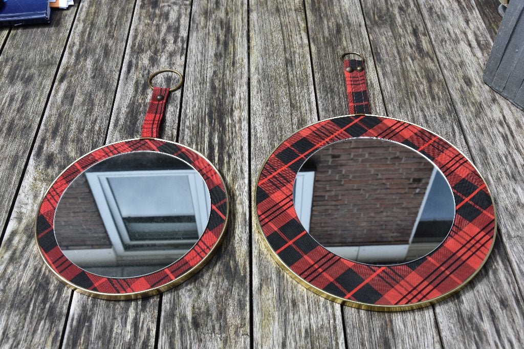 Vintage Spiegels met Schotse Ruit, Huis en Inrichting, Ophalen, Minder dan 50 cm, Gebruikt, Rond