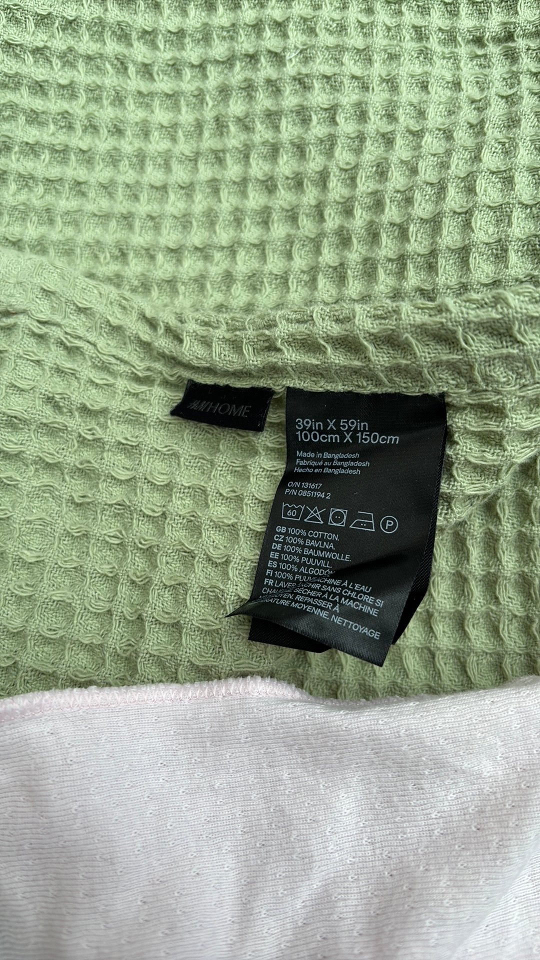 H&M Home wafel deken met kwastjes - lichtgroen, Ophalen of Verzenden, Nieuw