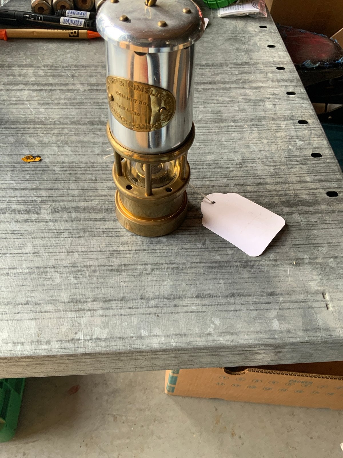 Antieke mijnlamp - decoratief verzamelobject, Antiek en Kunst, Ophalen of Verzenden