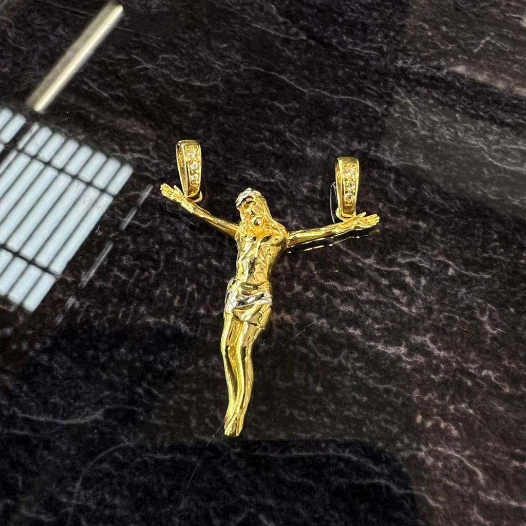 14 karaat gouden kruis jezus hanger, Ophalen of Verzenden, Nieuw, Goud, Kruis of Symbool