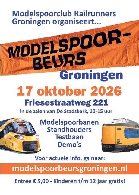 Modelspoorbeurs Groningen zaterdag 17 oktober 2026, Hobby en Vrije tijd, Overige merken, Gebruikt, Gelijkstroom of Wisselstroom