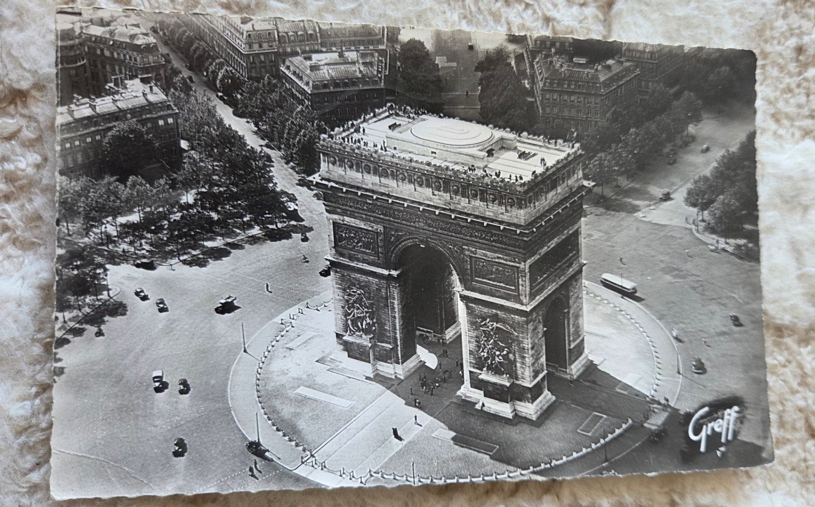 Zeldzame Luchtfoto Arc de Triomphe Parijs - Jaren '40, Verzenden, 1940 tot 1960, Ongelopen, Frankrijk