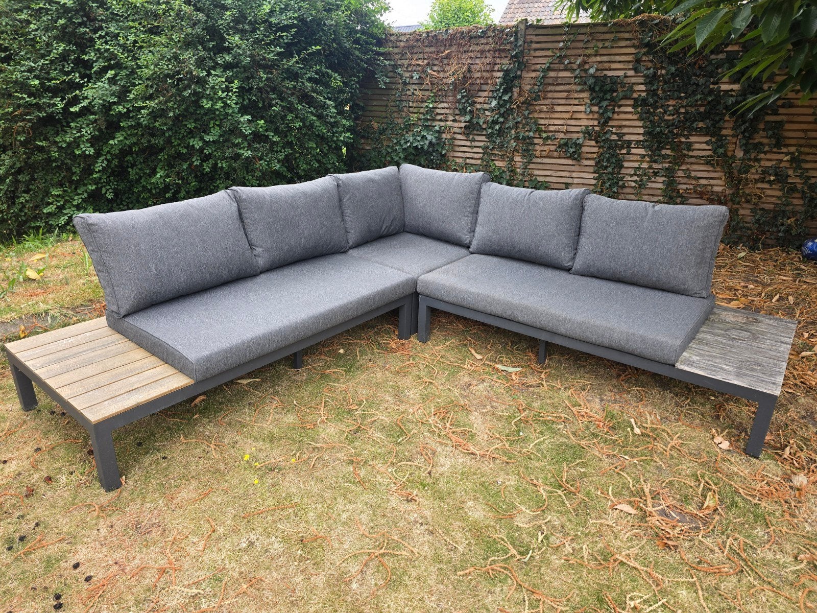 Exotan loungeset antraciet aluminium met houten, Tuin en Terras, Tuinsets en Loungesets, Zo goed als nieuw, Loungeset, Aluminium