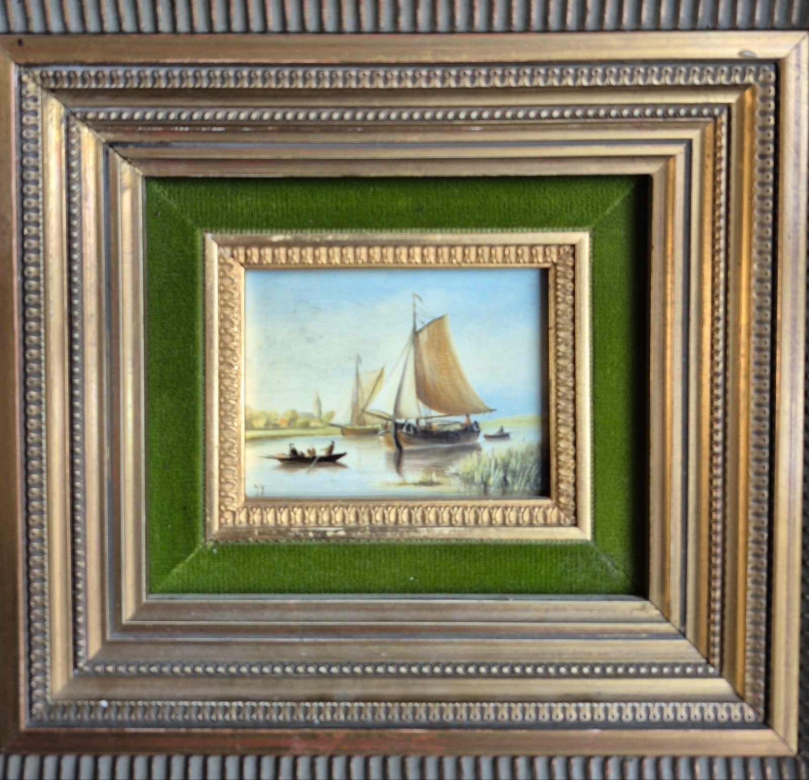 Miniatuur olieverf op paneel, gesigneerd "J.J." 19e eeuws, Ophalen of Verzenden
