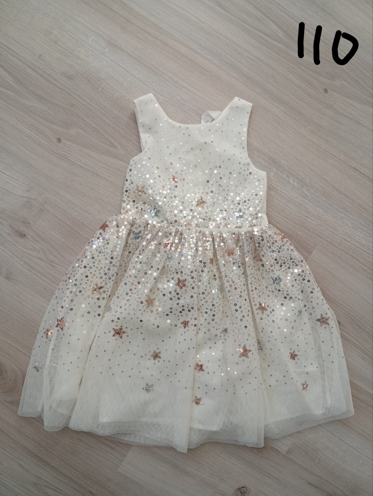 Witte jurk met glitters maat 110, Ophalen of Verzenden, Zo goed als nieuw, Meisje, Jurk of Rok