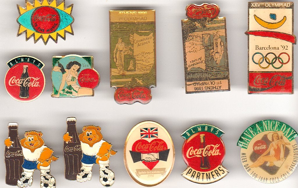 Vintage collectie Coca Cola pins, Verzenden, Zo goed als nieuw, Merk