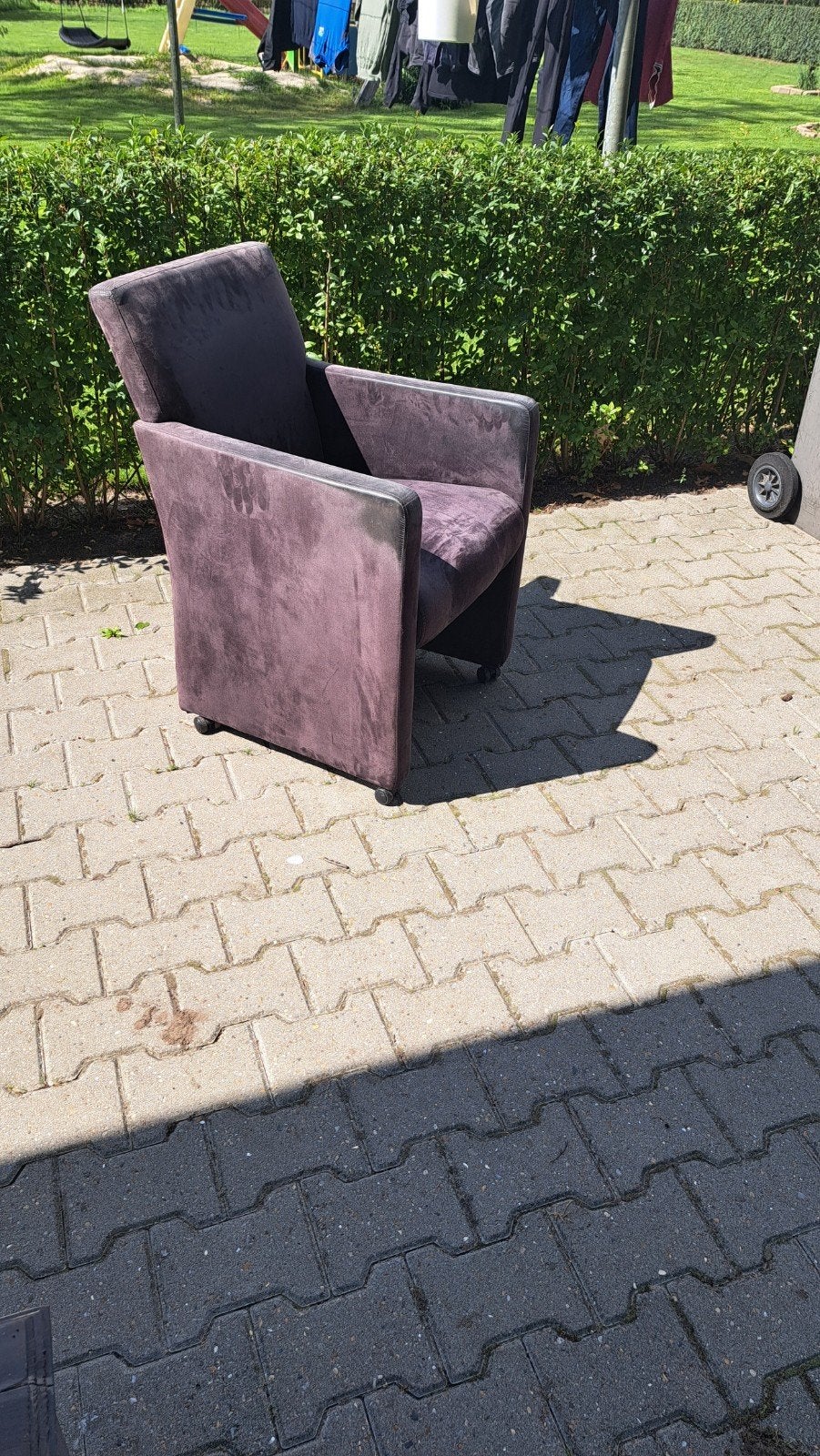 mooie stoelen op wieltjes donker paars 6 x, Huis en Inrichting, Ophalen