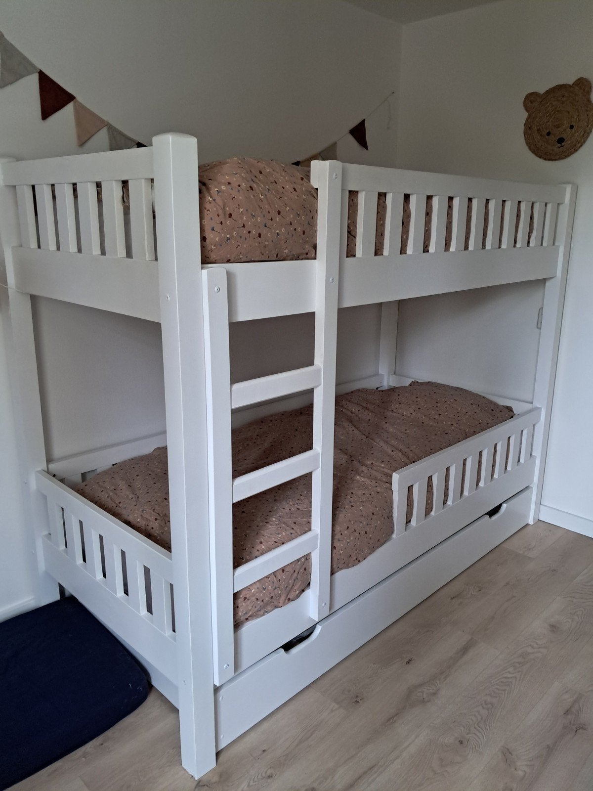 Rockwood ZEER STEVIG wit Stapelbed van massief hout, Ophalen, 90 cm, Tweepersoons, Zo goed als nieuw
