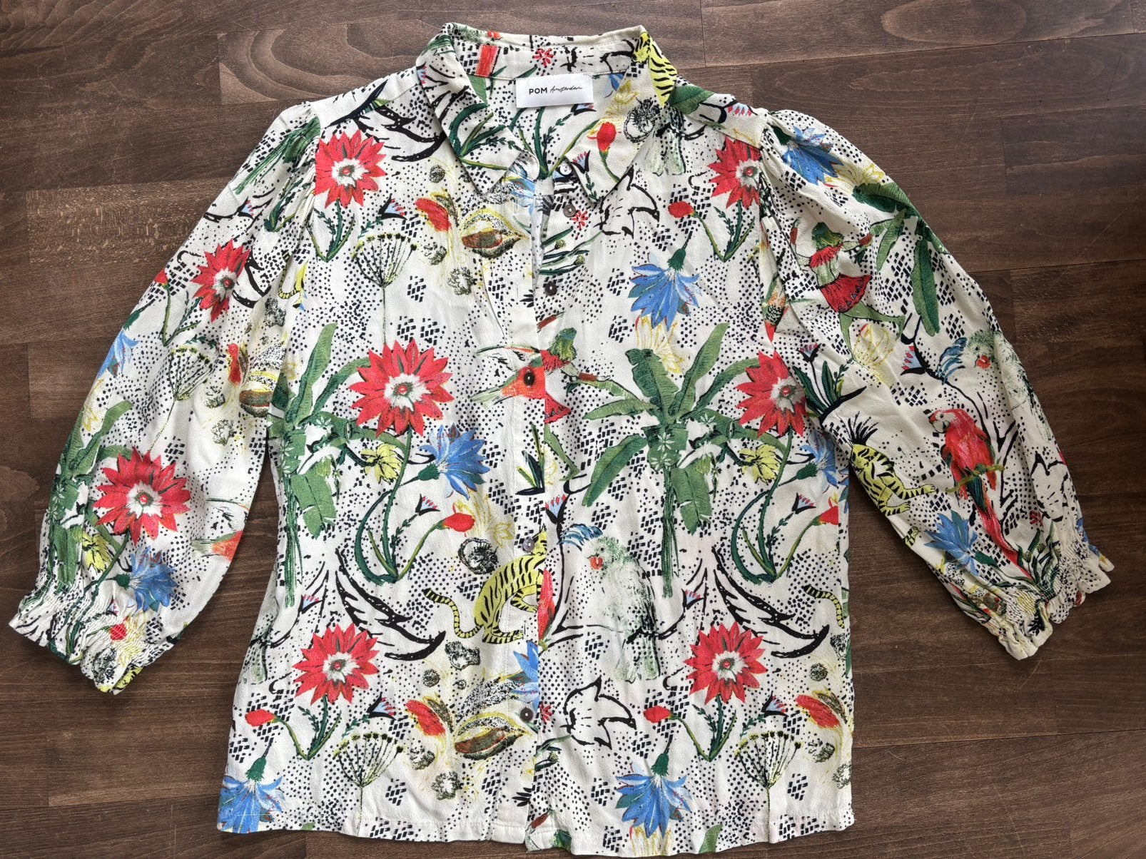 Pom Amsterdam blouse maat 42 XL bloemen print, Ophalen of Verzenden, Zo goed als nieuw, Maat 42/44 (L), Meerkleurig