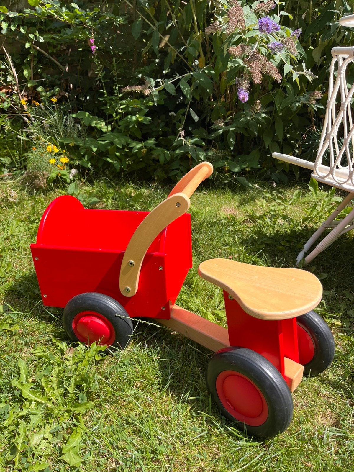 Houten speelgoed kar, Ophalen, Zo goed als nieuw, Loopfiets