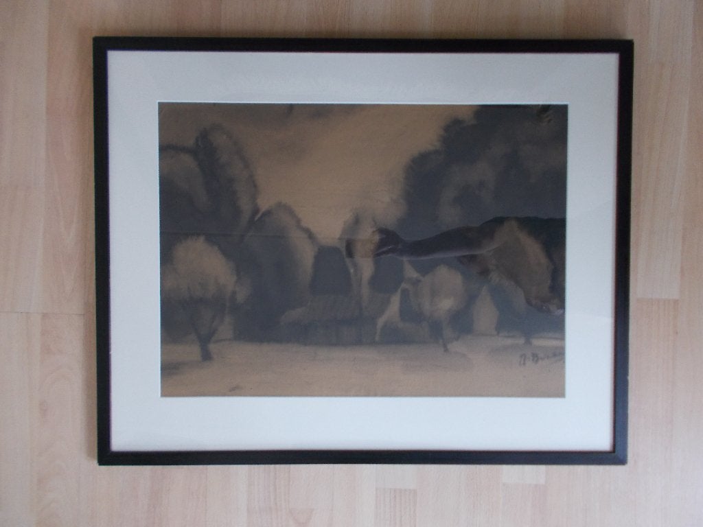 JO BEZAAN (1894-1952) Veluwse Boerderij met bomen, Antiek en Kunst, Ophalen of Verzenden