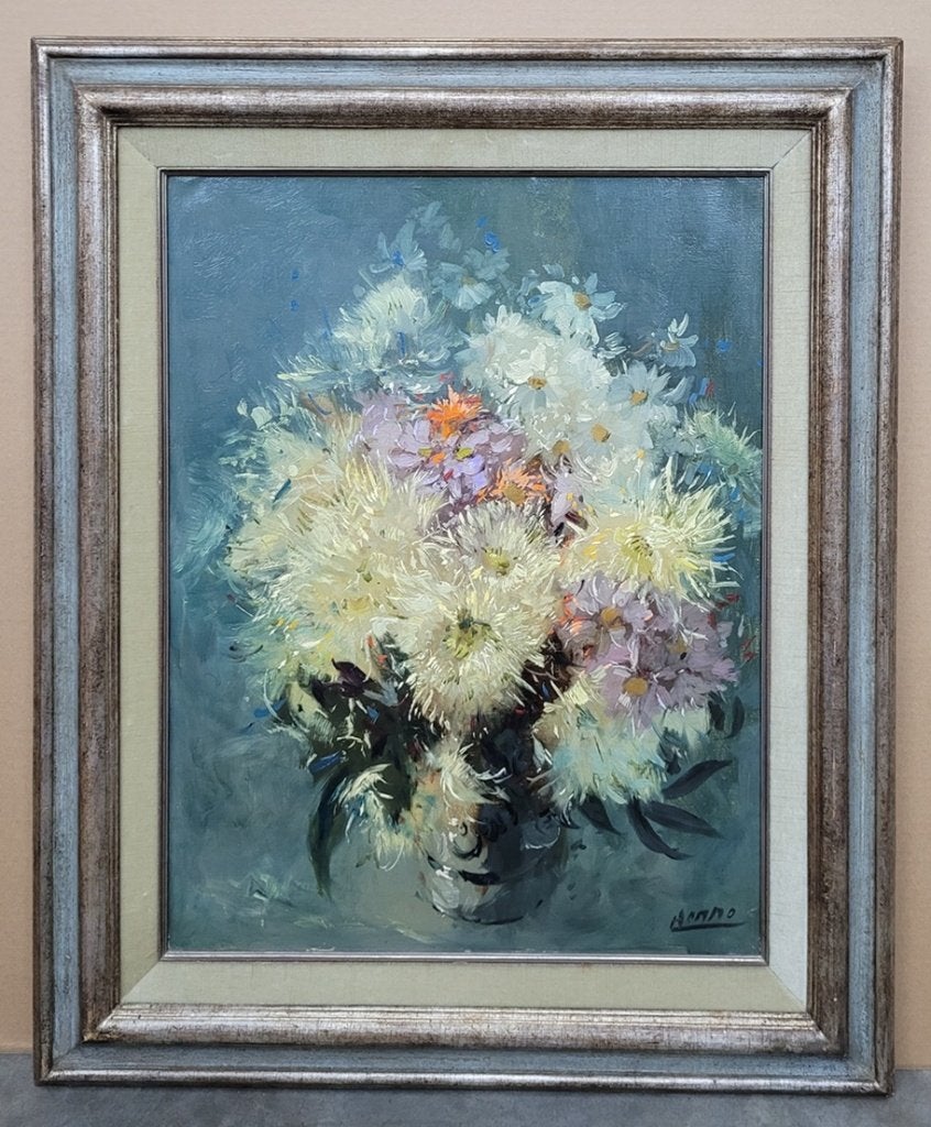 Louis HENNO, bloemen, Antiek en Kunst, Kunst | Schilderijen | Klassiek, Bloemen, Doek, Impressionistisch, Ophalen of Verzenden