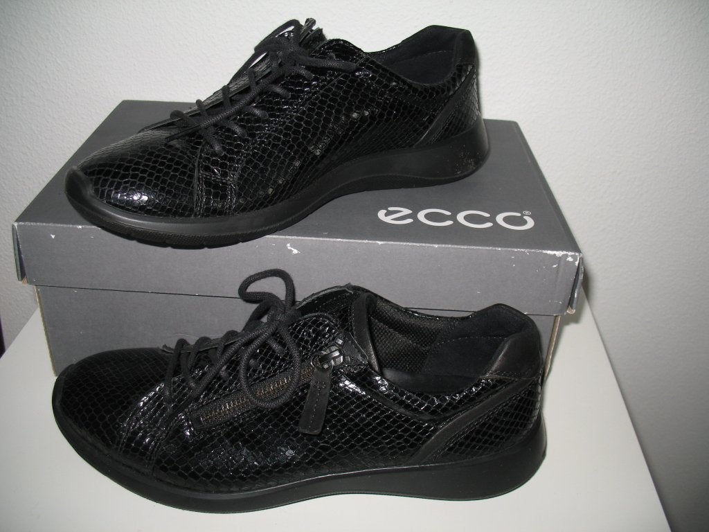 ECCO Leren Croco Zwart Sneakers Maar 39, Ophalen, Ecco, Zwart, Sneakers of Gympen