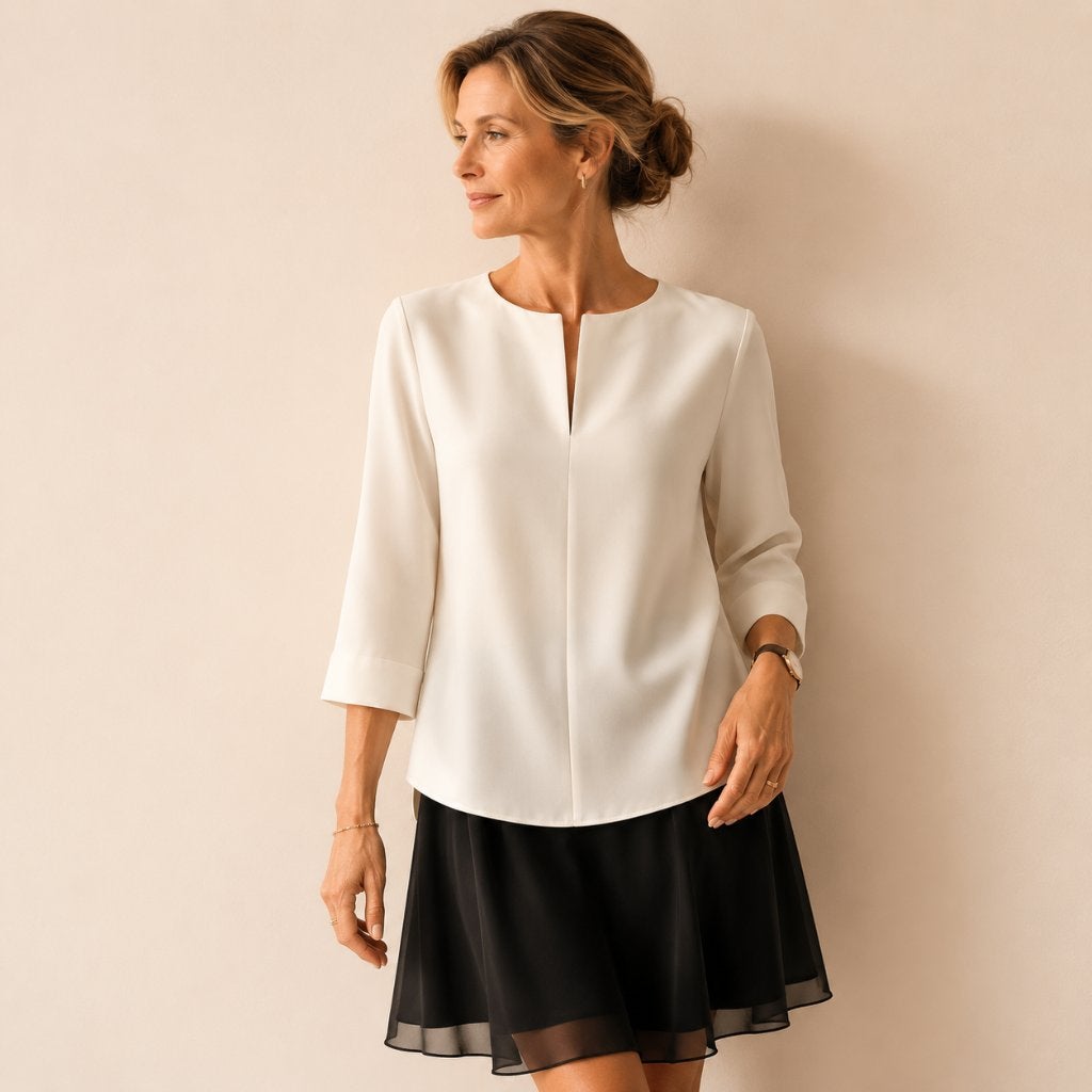 Natan Crème Blouse Quiet Luxury Belgian Designer Chic EU 40, Maat 38/40 (M), Verzenden, Wit, Zo goed als nieuw