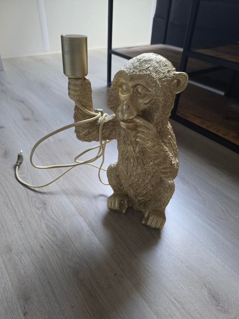 Gouden tafellamp met aap design - Unieke sfeermaker, Overige materialen, Ophalen of Verzenden, Zo goed als nieuw, Modern, Speels, Uniek