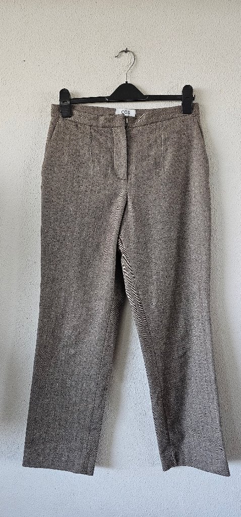 COS pantalon maat 36 - Bruin/Beige visgraatpatroon (1425), COS, Bruin, Ophalen of Verzenden, Zo goed als nieuw