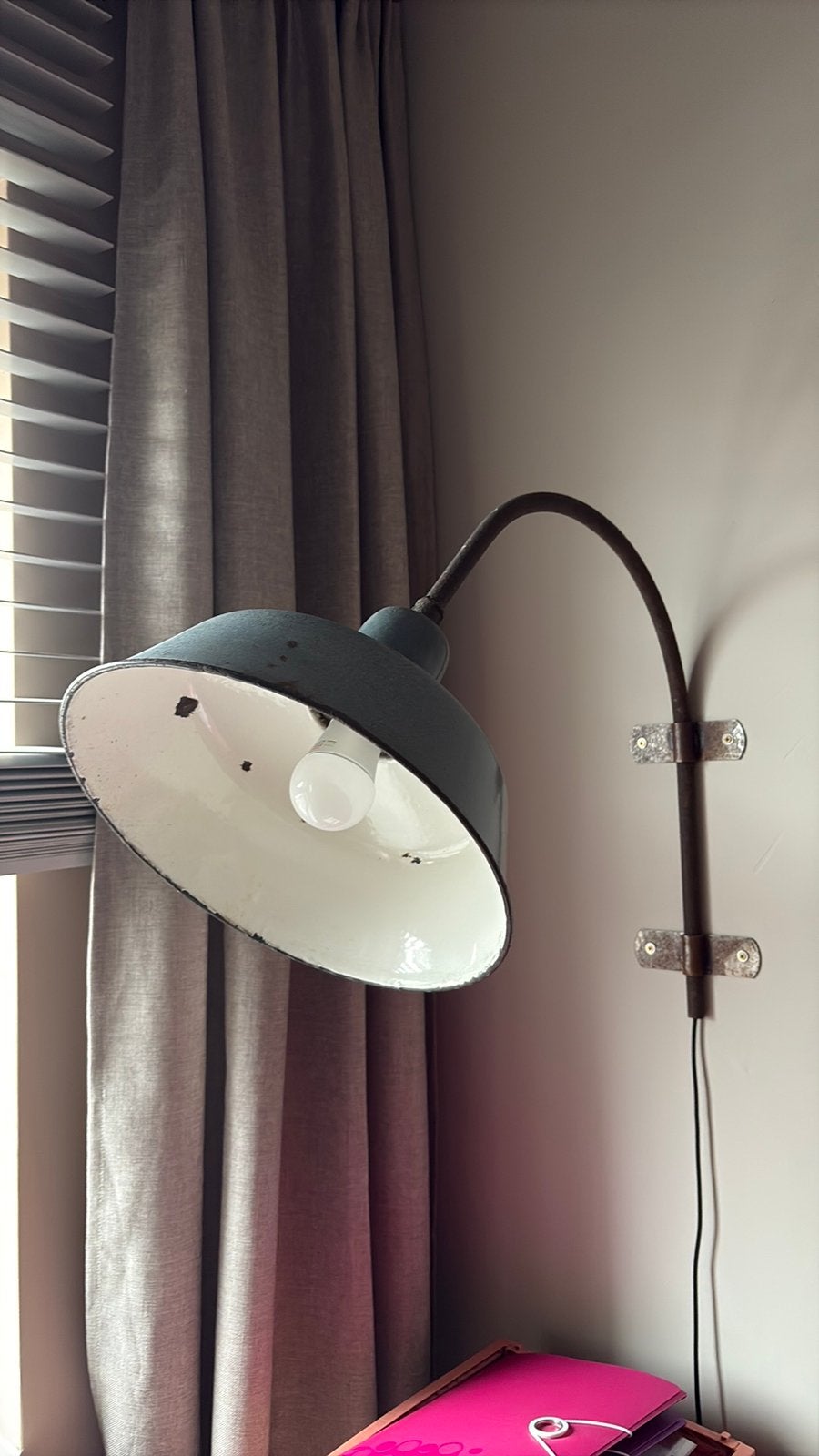 Vintage fabriekslamp, Huis en Inrichting, Ophalen, Zo goed als nieuw, Minder dan 100 cm