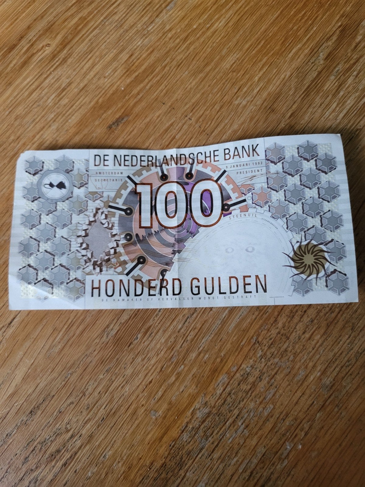 Zeldzaam 100 Gulden biljet (Steenuil) uit 1992, Ophalen