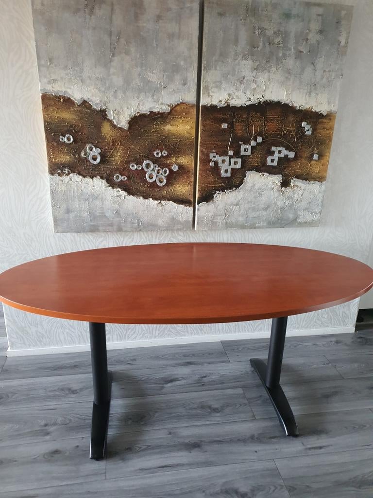 Bruine ovale eettafel 1,80 m lang en 90 breed, Huis en Inrichting, Tafels | Eettafels, Ophalen, Ovaal, 150 tot 200 cm, 50 tot 100 cm