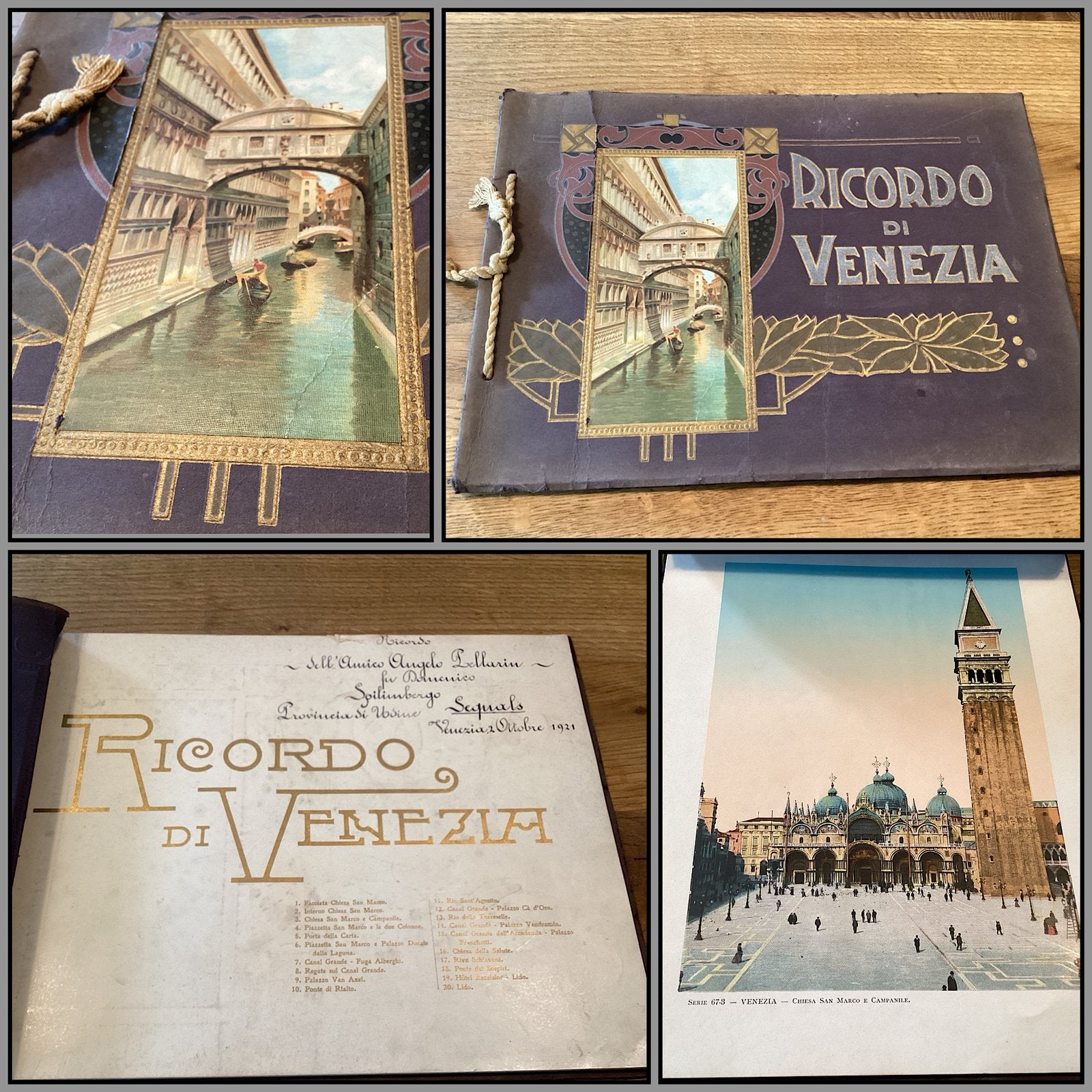 Ricordo di Venezia antiek boek met ingek.platen 1921 Venetië, Antiek en Kunst, Ophalen of Verzenden