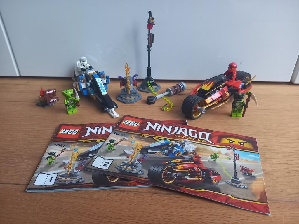 Lego Ninjago 70667 Kai's Vuurmotor & Zane's Sneeuwscooter, Ophalen, Compleet, Gebruikt, Lego
