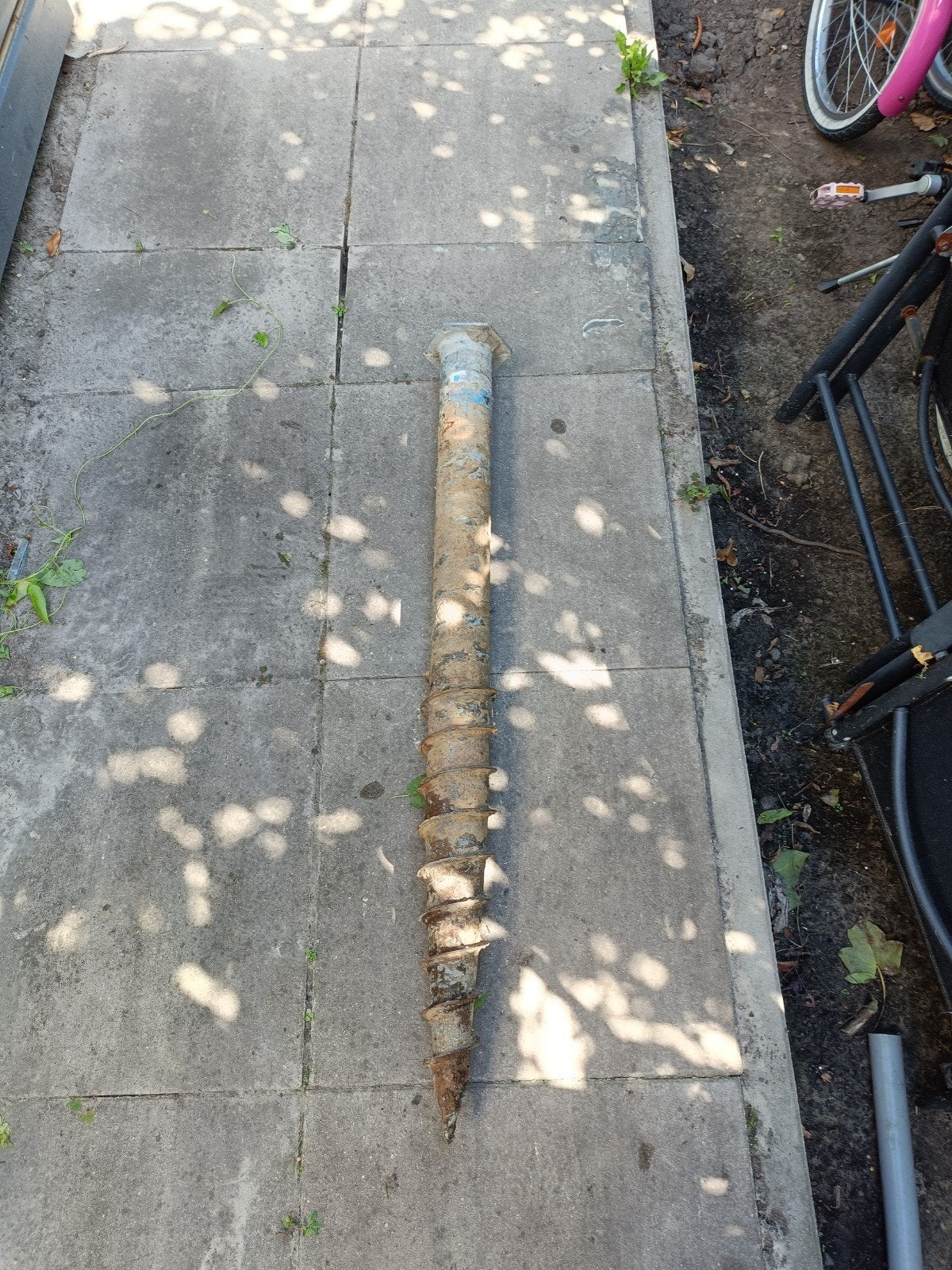 Grondanker / Schroeffundering 1 meter, Doe-het-zelf en Verbouw, Ophalen, Gebruikt