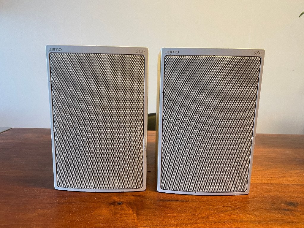 Jamo S100 luidsprekers, Gebruikt, Ophalen of Verzenden, 60 tot 120 watt, Boekenplank luidspreker